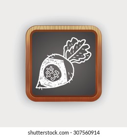 Chinese New Year; lucky white radish with Chinese words means " Wish it can brings luck to you in the new year." doodle