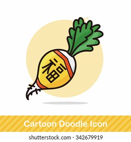 Chinese New Year lucky white radish doodle