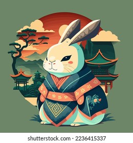 Chinese New Year Lunar 2023 Happy Chinese new year 2023 rabbit . Animal holidays cartoon characters. year of the Rabbit zodiac signs. 