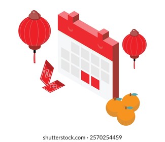 Chinese new year or lunar new year with calendar to take leave for good luck of the year