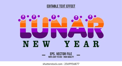 Chinese New Year, lunar typography word art illustration, editable text effect