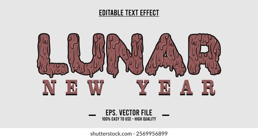 Chinese New Year, lunar typography word art illustration, editable text effect