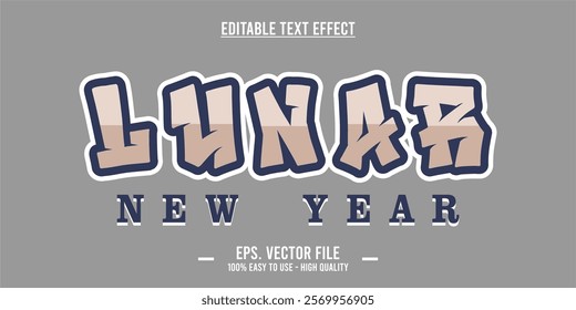 Chinese New Year, lunar typography word art illustration, editable text effect