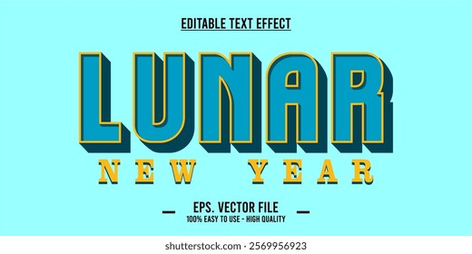 Chinese New Year, lunar typography word art illustration, editable text effect