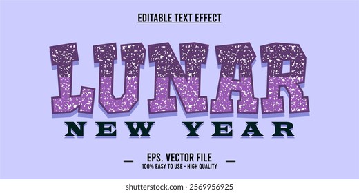 Chinese New Year, lunar typography word art illustration, editable text effect