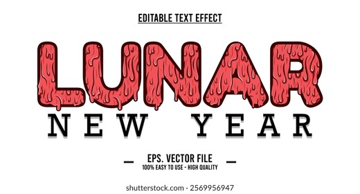 Chinese New Year, lunar typography word art illustration, editable text effect