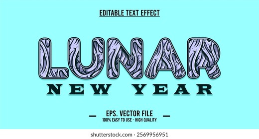 Chinese New Year, lunar typography word art illustration, editable text effect