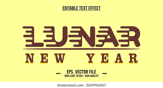 Chinese New Year, lunar typography word art illustration, editable text effect