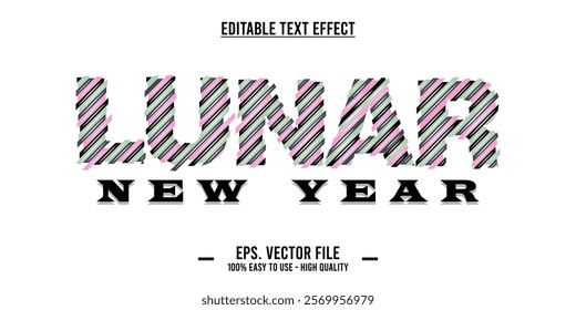Chinese New Year, lunar typography word art illustration, editable text effect