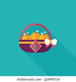 Chinese New Year Mandarin Oranges flat icon wtih long shadow,eps10