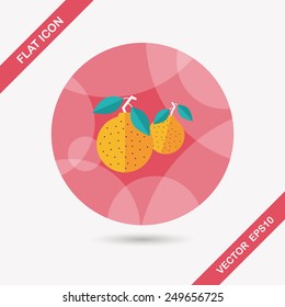 Chinese New Year Mandarin Oranges flat icon with long shadow,eps10