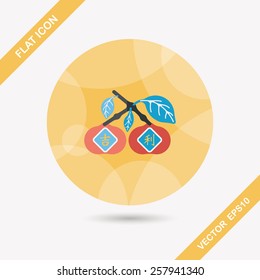 Chinese New Year Mandarin Oranges flat icon wtih long shadow,eps10