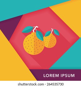 Chinese New Year Mandarin Oranges flat icon wtih long shadow,eps10