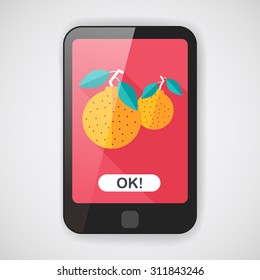 Chinese New Year Mandarin Oranges flat icon wtih long shadow,eps10