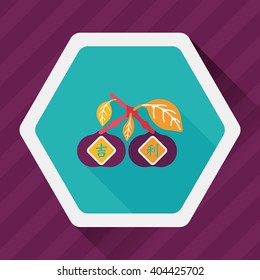 Chinese New Year Mandarin Oranges flat icon wtih long shadow,eps10