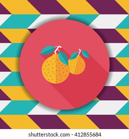 Chinese New Year Mandarin Oranges flat icon wtih long shadow,eps10