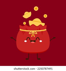 Chinese New Year Money pocket vector. Chinese money bag vector. Vector flat long shadow design. ioslated vector.