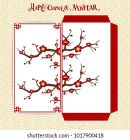 Chinesisches New Year Money Red Packet (Ang Pau) Design. Vektorgrafik.