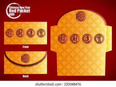 Chinese New Year Money Red Packet. Translation: bring in wealth and treasure