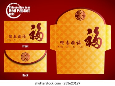 Chinese New Year Money Red Packet. Translation: new year is coming and bring in the good fortune