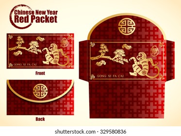 Chinese New Year Money Red Packet. Translation: Monkey
