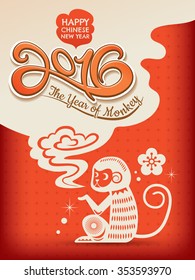 Chinese new year of the Monkey 2016 illustration