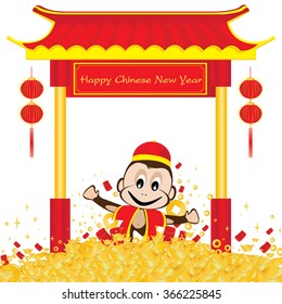 Chinese New Year of Monkey  isolated on white background. Vector Chinese New Year Holiday.