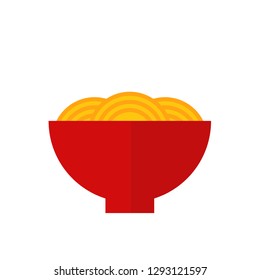 Chinese New Year Noodles Icon, Flat Vector