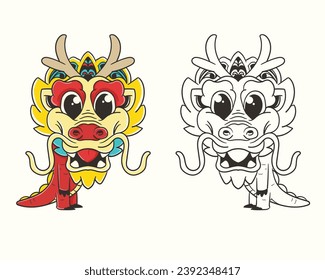 Chinese new year ornaments. year of dragon. Vector illustration