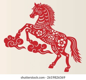 Chinese New Year papercut of the zodiac sign for the Year of the Horse.