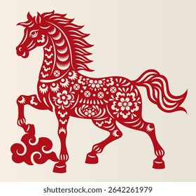 Chinese New Year papercut of the zodiac sign for the Year of the Horse.
