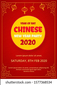 Chinese new year party design template. Happy chinese new 2020 year. year of the rat