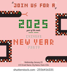 Chinese New Year Party Invitation Card. Celebration Template with Unique Modern Design.