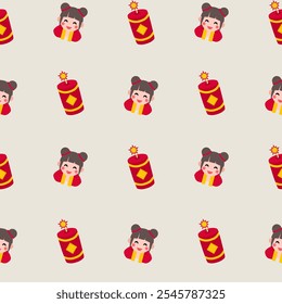 chinese new year pattern seamless, pastel color.