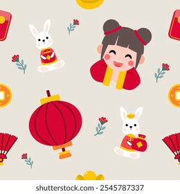 chinese new year pattern seamless, pastel color.