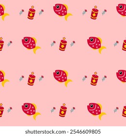 chinese new year pattern seamless, pastel color.