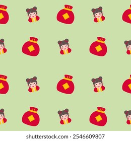 chinese new year pattern seamless, pastel color.