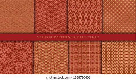 Chinese New Year patterns vector. Creative geometric shape and ornamental vector patterns and swatches. Design for fabric , wallpaper, banners, prints and wall arts.