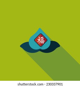 Chinese New Year peaches of immortality flat icon with long shadow,eps10, Peaches of immortality is a kind of bread and it means who ate the peach can live forever.