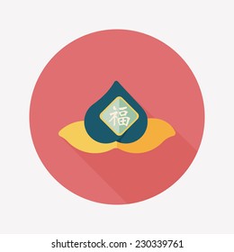 Chinese New Year peaches of immortality flat icon with long shadow,eps10, Peaches of immortality is a kind of bread and it means who ate the peach can live forever.