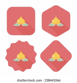 Chinese New Year peaches of immortality flat icon with long shadow, eps10, Peaches of immortality is a kind of bread and it means who ate the peach can live forever.