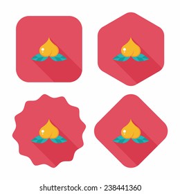 Chinese New Year peaches of immortality flat icon wtih long shadow,eps10, Peaches of immortality is a kind of bread and it means who ate the peach can live forever.
