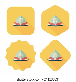 Chinese New Year peaches of immortality flat icon with long shadow,eps10, Peaches of immortality is a kind of bread and it means who ate the peach can live forever.