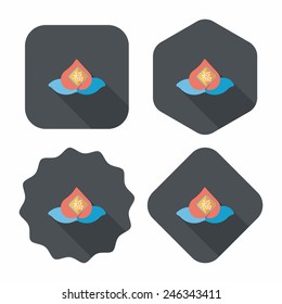 Chinese New Year peaches of immortality flat icon with long shadow,eps10, Peaches of immortality is a kind of bread and it means who ate the peach can live forever.