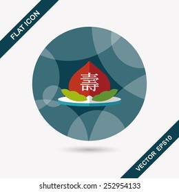 Chinese New Year peaches of immortality flat icon with long shadow,eps10, Peaches of immortality is a kind of bread and it means who ate the peach can live forever.