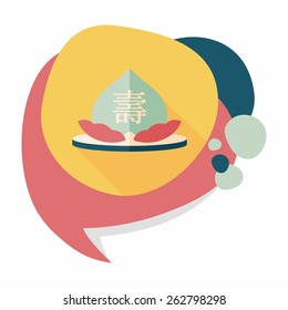 Chinese New Year peaches of immortality flat icon with long shadow,eps10, Peaches of immortality is a kind of bread and it means who ate the peach can live forever.