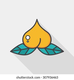 Chinese New Year peaches of immortality flat icon wtih long shadow,eps10, Peaches of immortality is a kind of bread and it means who ate the peach can live forever.