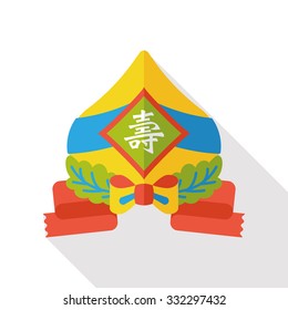 Chinese New Year peaches of immortality flat icon; Peaches of immortality is a kind of bread and it means who ate the peach can live forever.