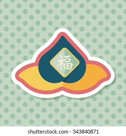 Chinese New Year peaches of immortality flat icon with long shadow,eps10, Peaches of immortality is a kind of bread and it means who ate the peach can live forever.