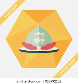 Chinese New Year peaches of immortality flat icon with long shadow,eps10, Peaches of immortality is a kind of bread and it means who ate the peach can live forever.